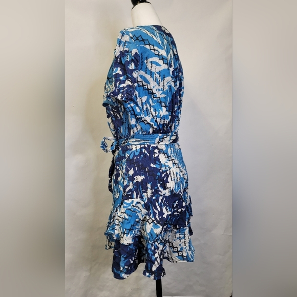 Blue Abstract Print Women's Dress - Picture 8 of 15